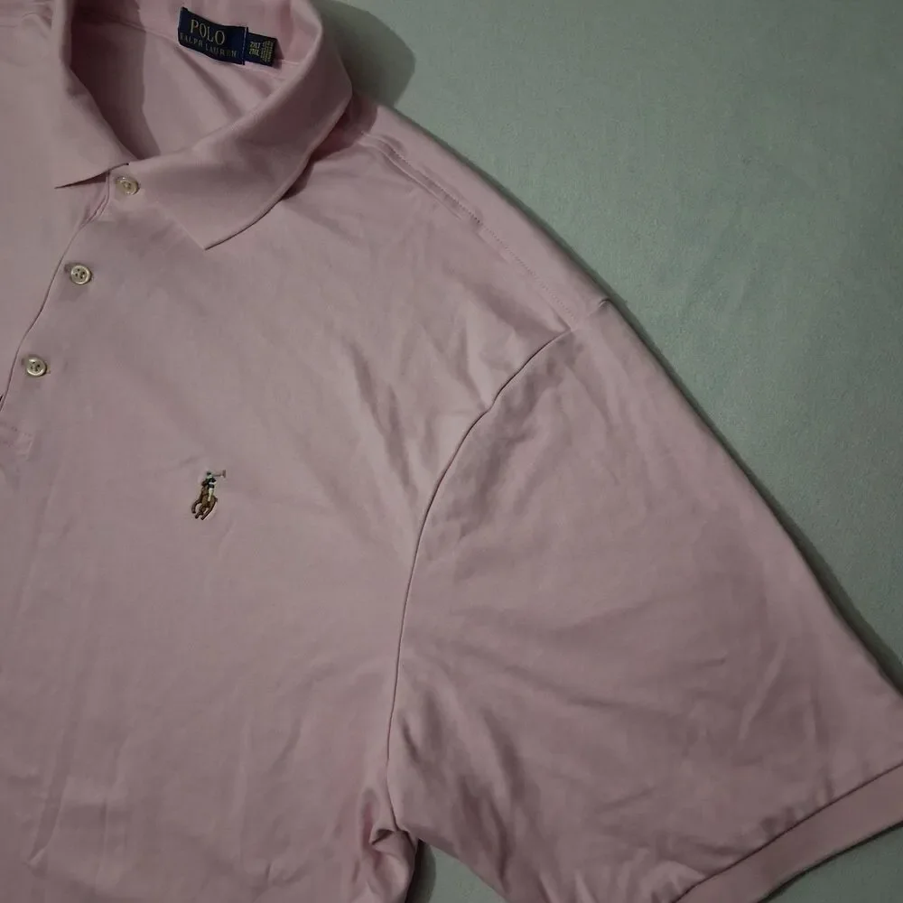 Ralph Lauren Men's 2XLT Polo Shirt Solid Pink NEW WITH TAGS Short Sleeve